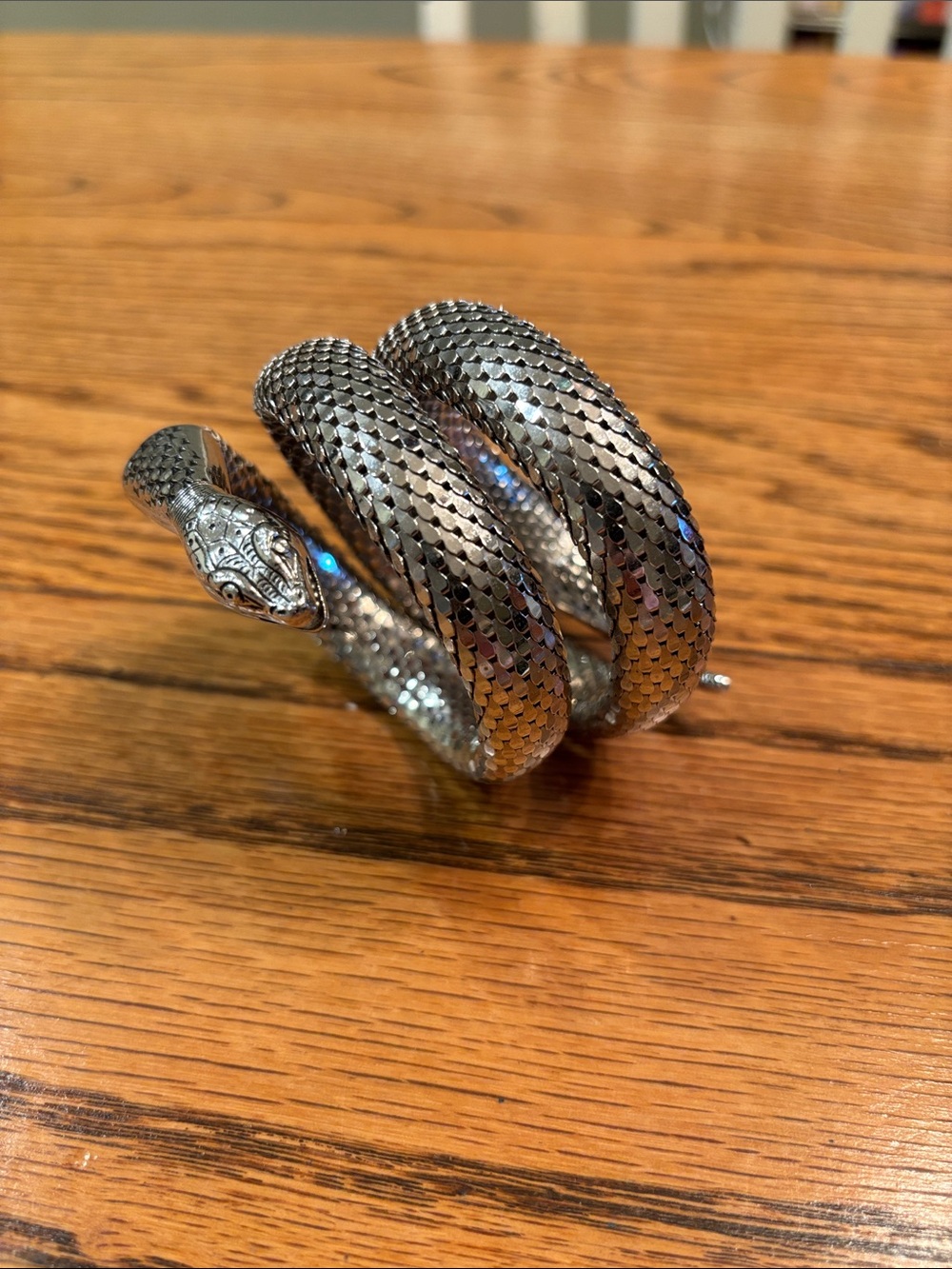 Whiting & Davis Silver Toned Coiled Snake Bracelet Whiting & Davis Jewelry